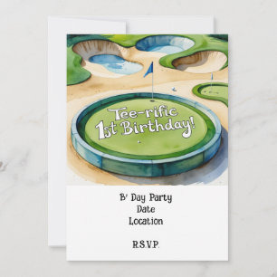 Invitación Golfer 1ª acuarela de cumpleaños un año