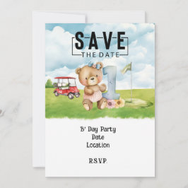 Invitación Golfer 1ª acuarela de cumpleaños un año