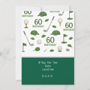 Invitación Golfer 60 cumpleaños para el amante del gato