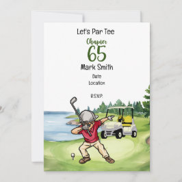 Invitación Golfer 65th Birthday Dabbing con carrito de golf