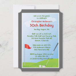 Invitación Golfer Golf Golf Ball y Bandera 30 cumpleaños
