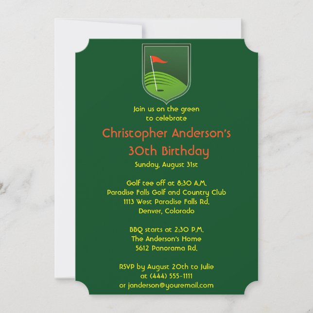 Invitación Golfer Golf Golf Ball y Bandera 30 cumpleaños (Anverso)