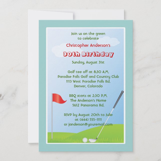 Invitación Golfer Golf Golf Ball y Bandera 30 cumpleaños (Anverso)