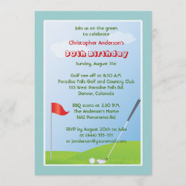 Invitación Golfer Golf Golf Ball y Bandera 30 cumpleaños