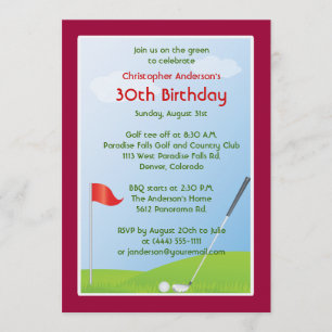 Invitación Golfer Golf Golf Ball y Bandera 30 cumpleaños