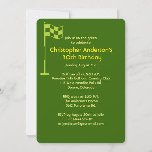 Invitación Golfer Golf Golfing Ball y Bandera 30 cumpleaños