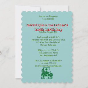 Invitación Golfer Golf Golfing Ball y Bandera 30 cumpleaños