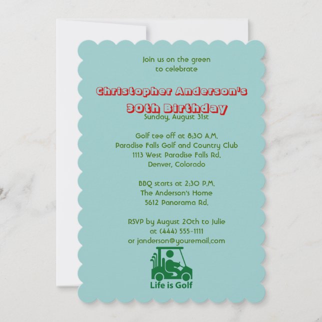 Invitación Golfer Golf Golfing Ball y Bandera 30 cumpleaños (Anverso)