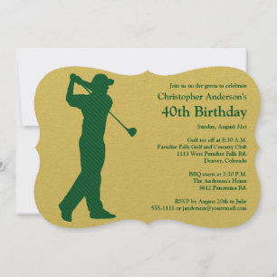 Invitación Golfer Golf Green tan 40 cumpleaños