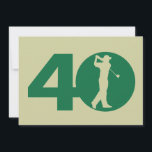 Invitación Golfer Golf Green Tan 40th Birthday Invitation<br><div class="desc">Puedes personalizar todo el texto de esta 40ª invitación de fiesta de cumpleaños temática al golf. Puede cambiar el texto y el número en la parte delantera y usarlo para un 50, 60, 70 u otro cumpleaños. El diseño tiene una silueta de un golfista balanceando un club hecho para parecer...</div>