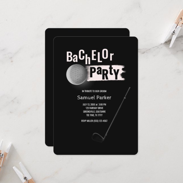 Invitación Golfer groom Golf Bachelside Party Birthday Par-Te (Anverso/Reverso In Situ)
