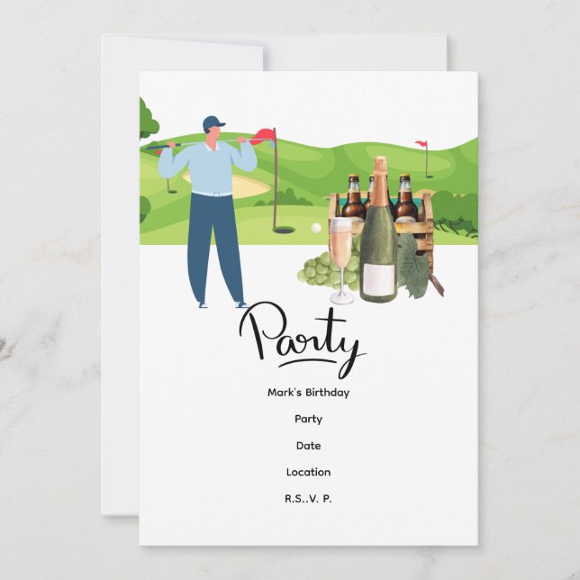Invitación Golfer Par Tee por Fiesta (Anverso)