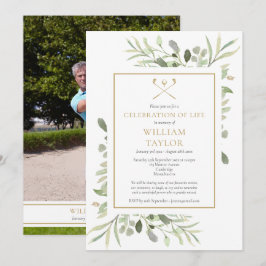 Invitación Golfer Photo Celebration of Life Funeral