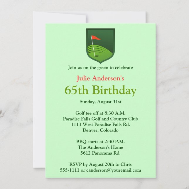 Invitación Golfing del cumpleaños del golf del (Anverso)