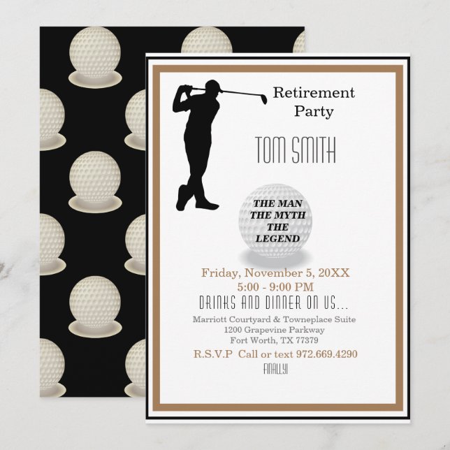 Invitación Golfing en mi futuro Fiesta de jubilación (Anverso / Reverso)