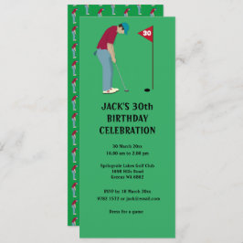 Invitación Golfista verde Poniendo la bola de golf tema