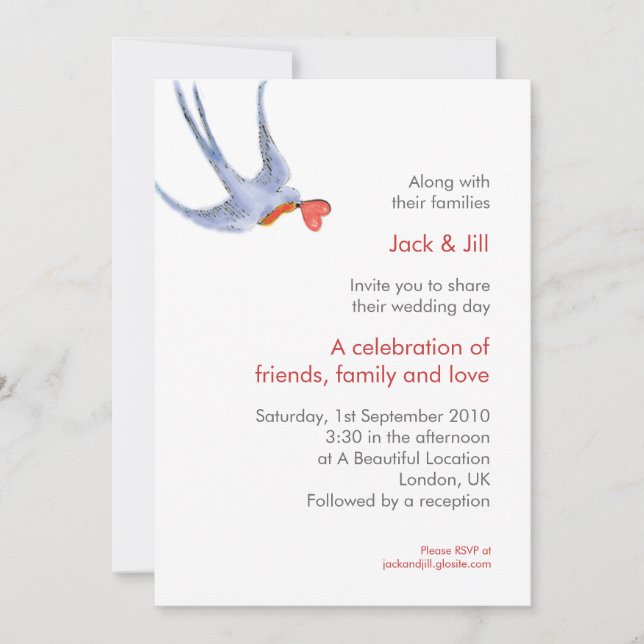 Invitación Golondrinas 5x7 (Anverso)