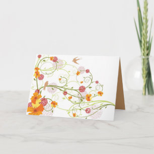 Invitación Golondrinas Florales Amarillas / Guarda