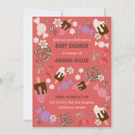 Invitación Golosinas dulces y saladas para baby shower con pa