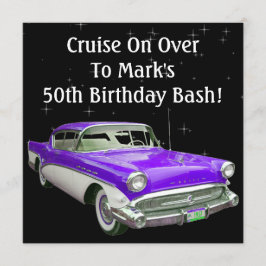Invitación Golpe clásico púrpura del cumpleaños del coche del