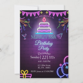 INVITACIÓN GOLPE DE NEÓN EN EL PARTIDO OSCURO DE CUMPLEAÑOS