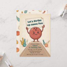 Invitación Golpea Diversión en la Fiesta de Bolos Cumpleaños 