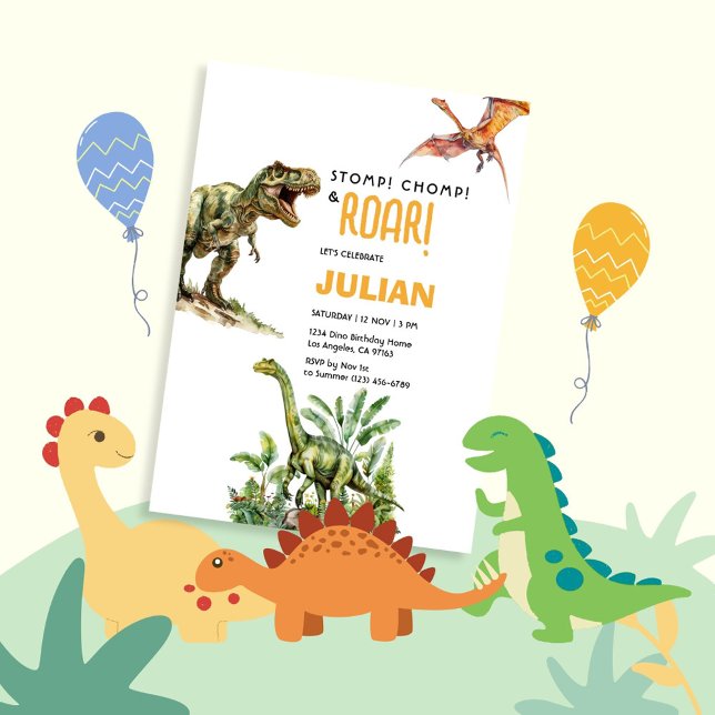 Invitación Golpea Masticar Rugir Tirex Cumpleaños de Dinosaur (Subido por el creador)