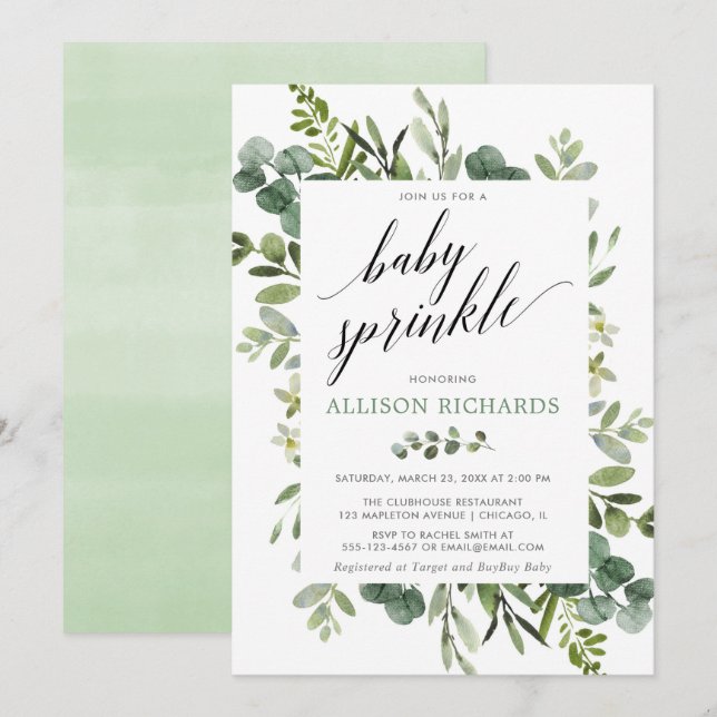 Invitación Goma neutra de género rociado de bebé (Anverso / Reverso)