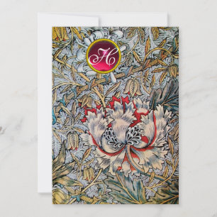 Invitación Goma rojiza de HONEYSUCKLE Monograma Oro Metálico