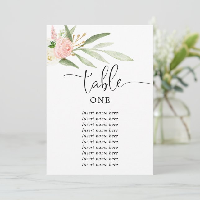 Invitación Goma rosa elegante oro números de tabla de 5"x7" (Anverso de pie)