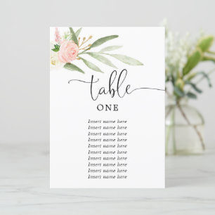 Invitación Goma rosa elegante oro números de tabla de 5"x7"