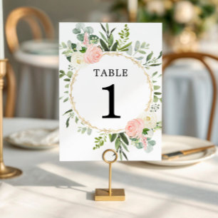 Invitación Goma rosa elegante oro números de tabla de 5"x7"