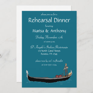 Invitación Gondola de Venecia con la cena de ensayo Gondolier