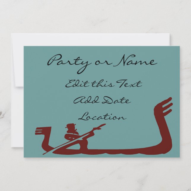 Invitación Gondola Frame Blue Brown (Anverso)