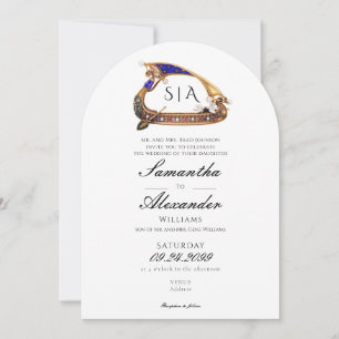 Invitación Gondola veneciana con padres Boda blanco negro