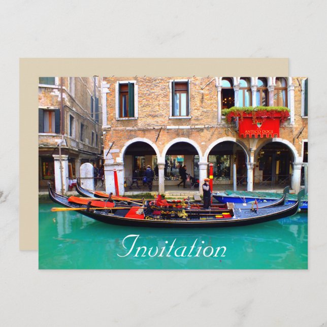 Invitación Góndolas venecianas (Anverso / Reverso)