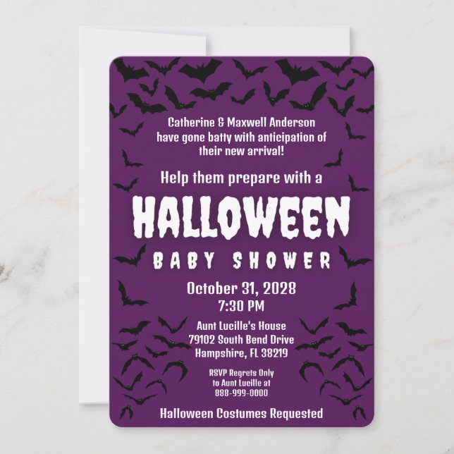 Invitación Gone Batty Halloween Fiesta de disfraces Baby Show (Anverso)
