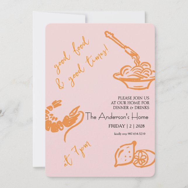 Invitación Good Food & Good Times Thanksgiving (Anverso)