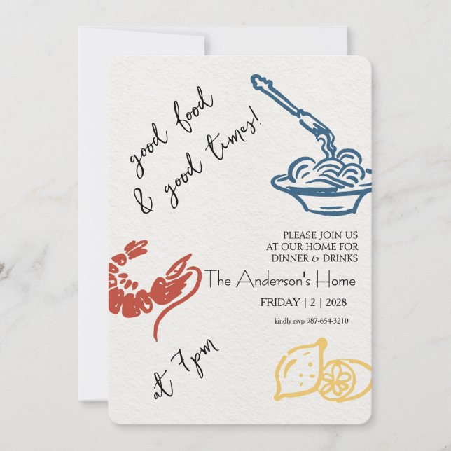 Invitación Good Food & Good Times Thanksgiving (Anverso)