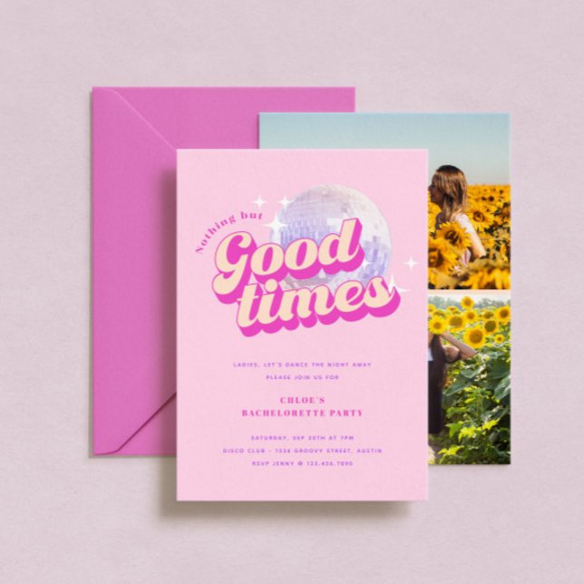 Invitación Good Times Groovy Pink Bachelorette Party (Subido por el creador)