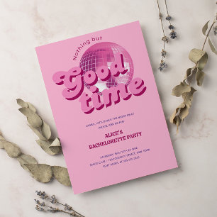 Invitación Good Times Groovy Pink Bachelorette Party