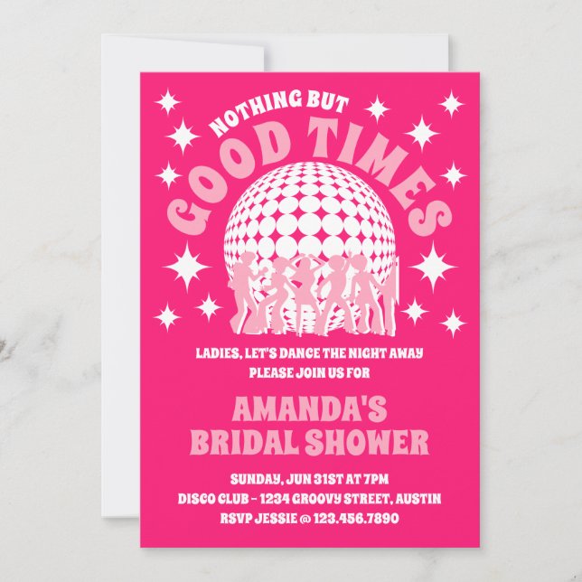 Invitación Good Times Groovy Pink Bridal Shower (Anverso)