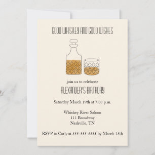 Invitación Good Whiskey Good Wings Birthday Party Invitation