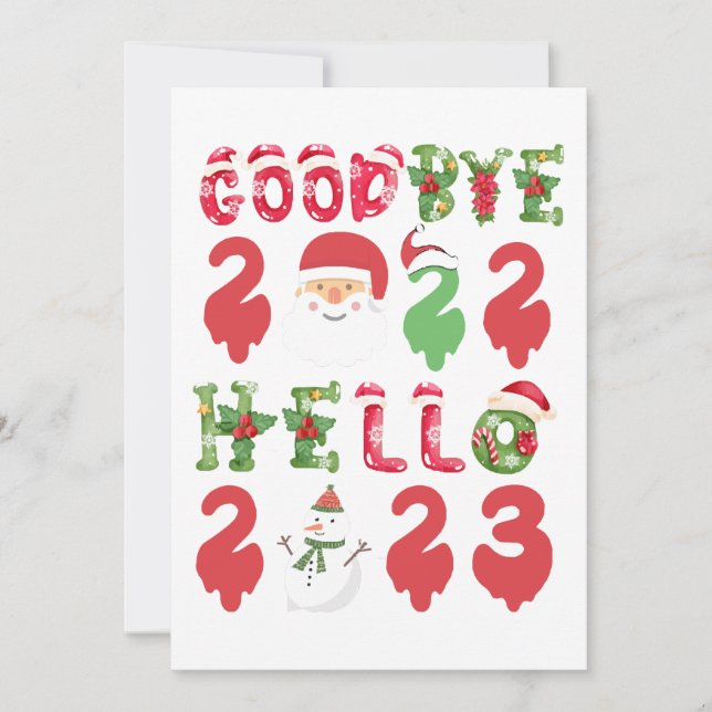 Invitación Goodbye 2022 Hello 2023 Happy New Year Christmas  (Anverso)