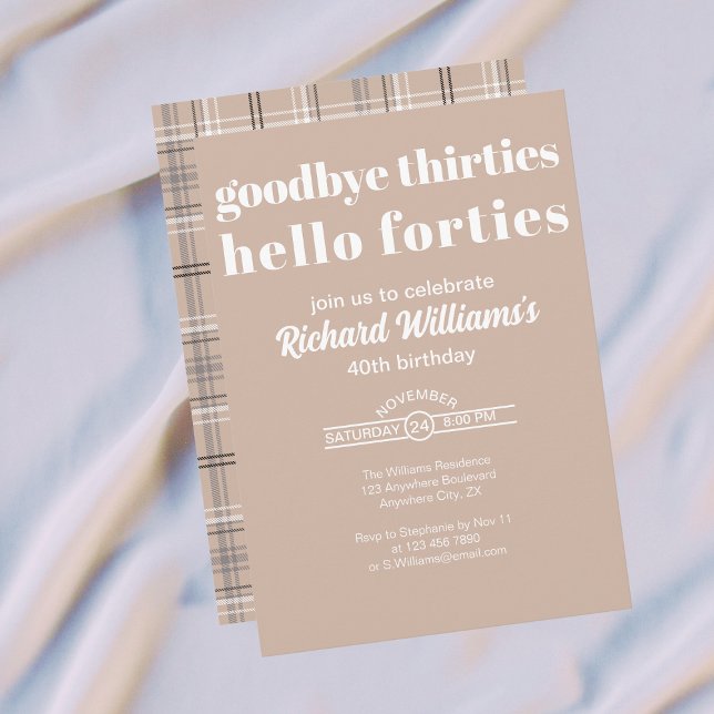 Invitación Goodbye Thirtis Hello Forties Modern 40th Birthday (Subido por el creador)