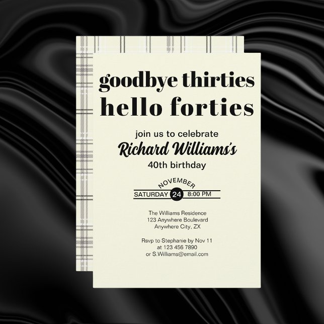 Invitación Goodbye Thirtis Hello Forties Modern 40th Birthday (Subido por el creador)