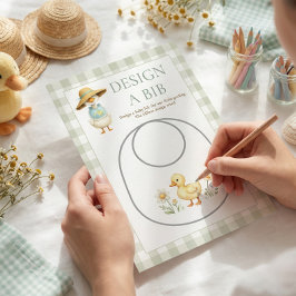 Invitación Goose Gingham Design Bib Baby Shower Game Card