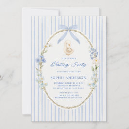 Invitación Goose Gosling Cottage Blue Nesting Party