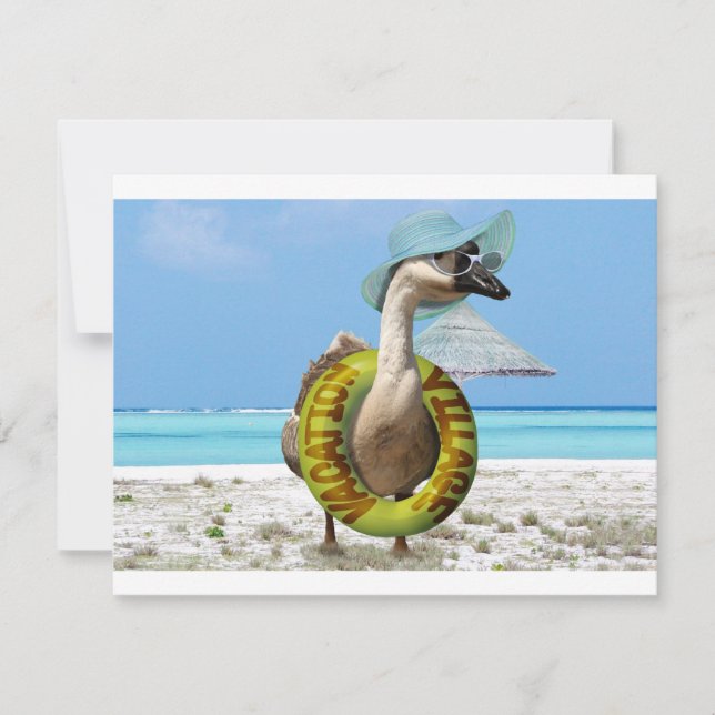 Invitación Goose gracioso en la playa (Anverso)
