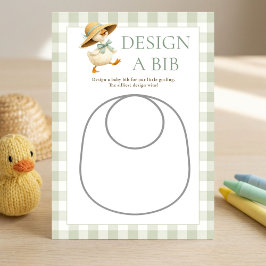 Invitación Goose Sage Gingham Design Bib Shower Game Card